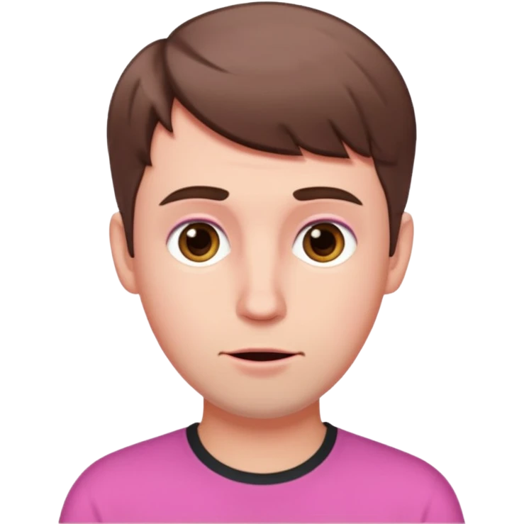 White man with short brown hair, long face, and pink male looking sassy emoji