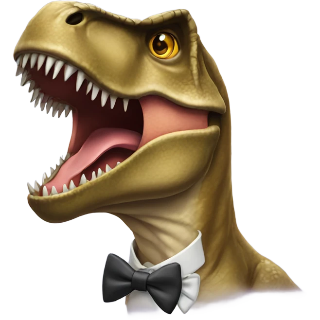 T-rex with bowtie friendly emoji
