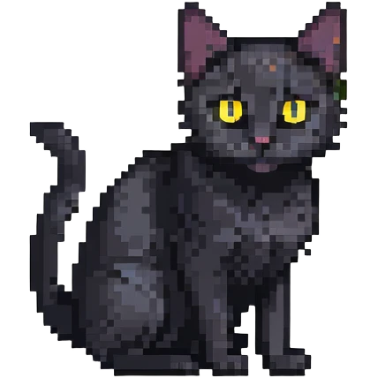 small black cat with yellow eyes emoji