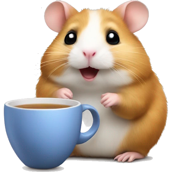Funny hamster with a cup of tea emoji