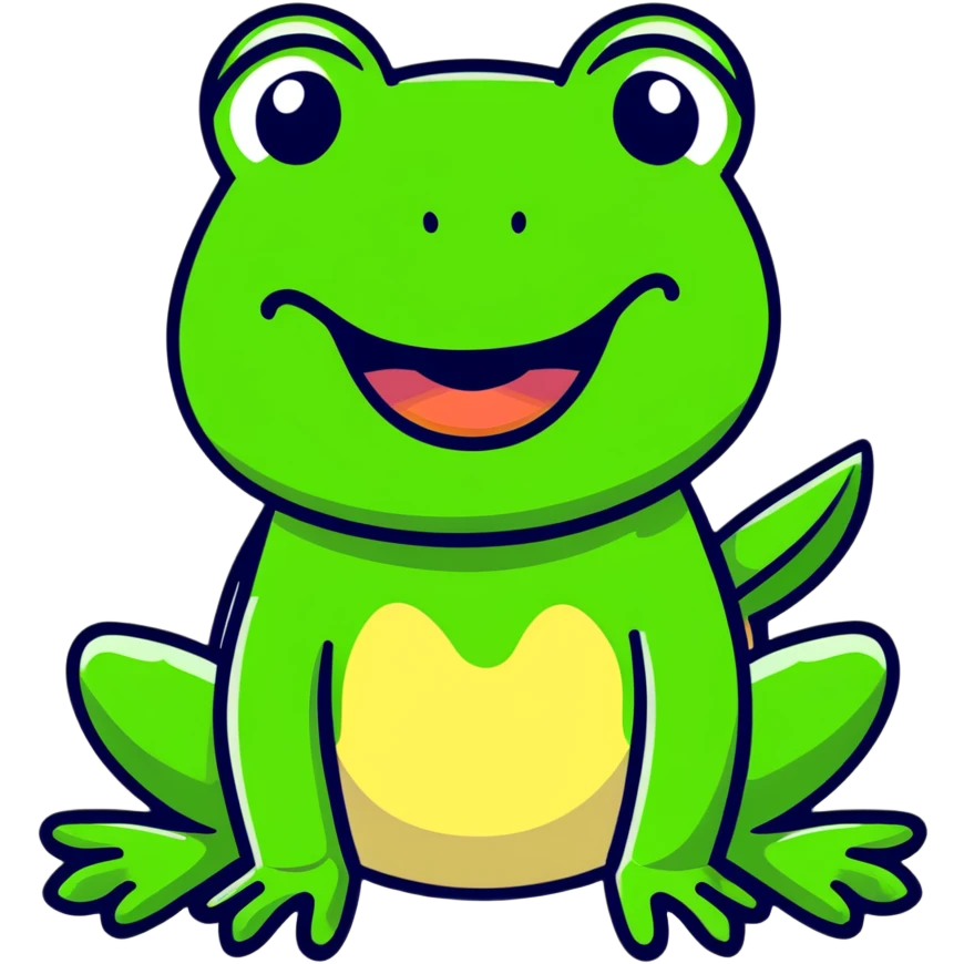 Green frog with its tongue sticking out and cross-eyed, silly expression emoji