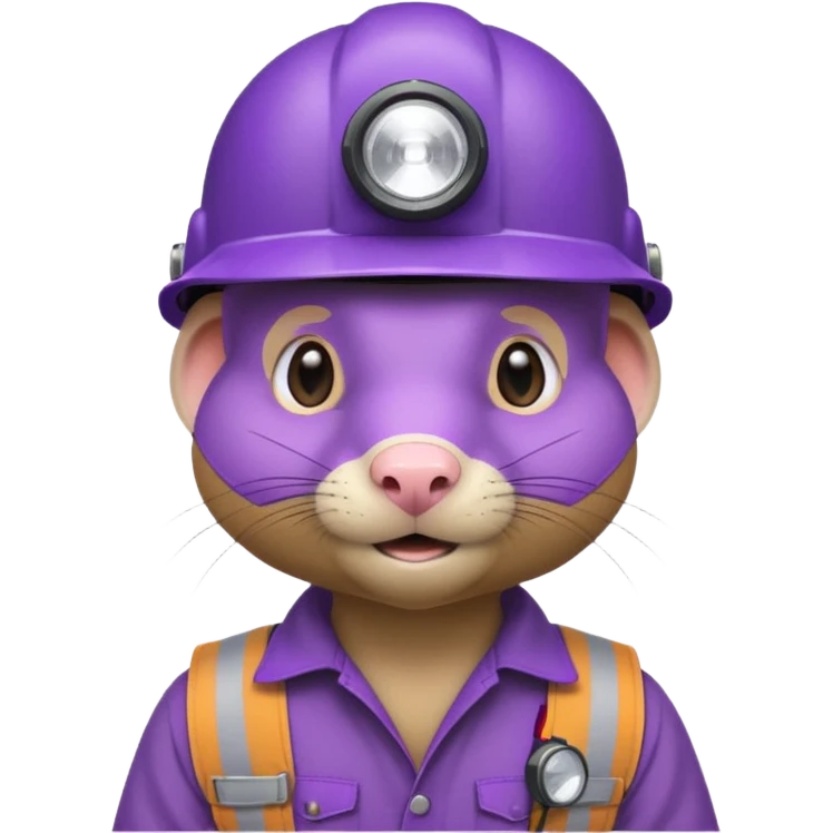 a mole rat, purple helmet, headlamp, worker cloth emoji