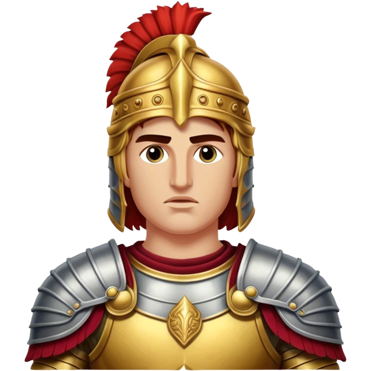 Cinematic Realistic Alexander the Great Portrait Emoji, depicted as a bold, charismatic ancient conqueror in regal armor with a commanding gaze, rendered with lifelike textures and dramatic heroic lighting that captures his legendary ambition. emoji