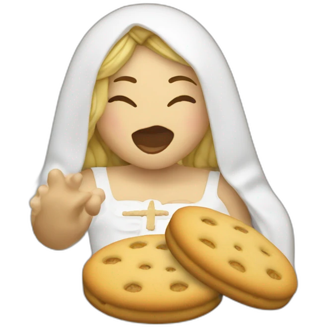 Madonna qui mange un biscuits emoji