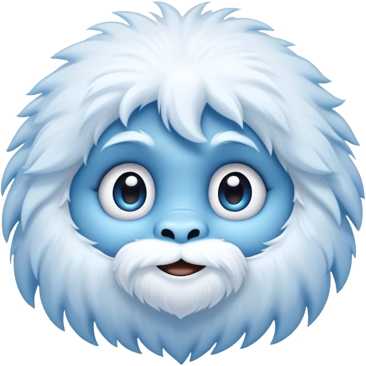 Cinematic Cute Yeti Portrait Emoji, with a charming, small, fluffy form in soft snowy whites and cool blues, featuring big, innocent eyes and a shy, gentle smile, simplified yet irresistibly endearing, highly detailed with a soft glowing outline that captures the whimsical charm of a friendly yeti ready for a cuddle! emoji