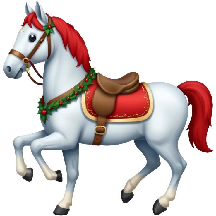 a christmas horse with a red saddle emoji