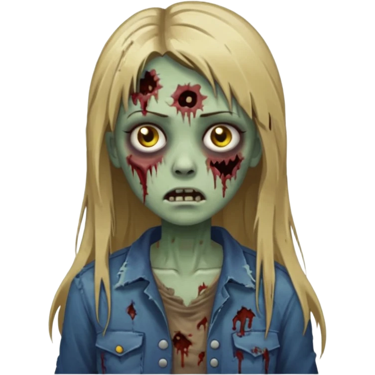 zumbi girl long dark blonde straight hair emoji