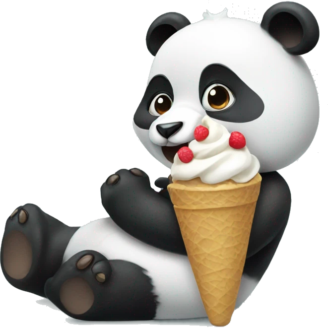 Panda eating ice cream emoji