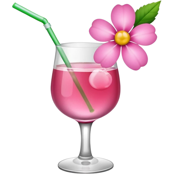 Alcohol drink with pink flower emoji