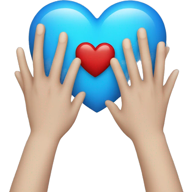 hands holding blue heart  emoji