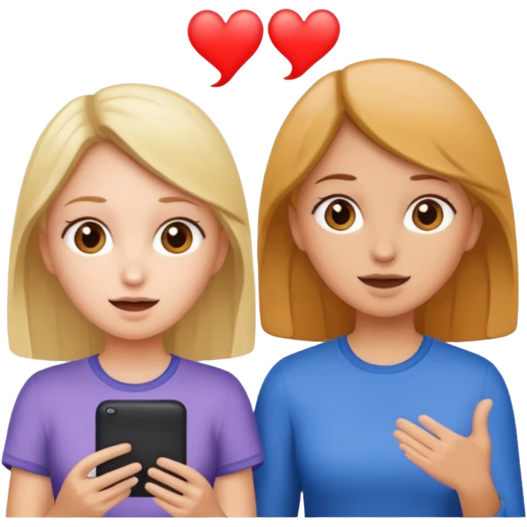 two girls practice speaking  emoji