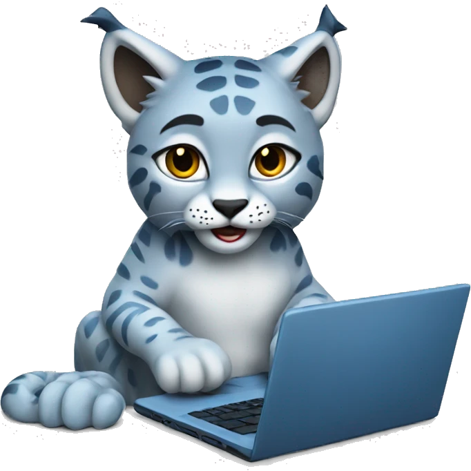 A blue lynx with a laptop emoji
