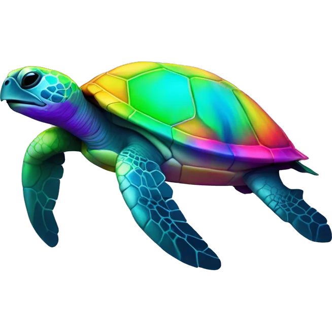 neon rainbow sea turtle emoji