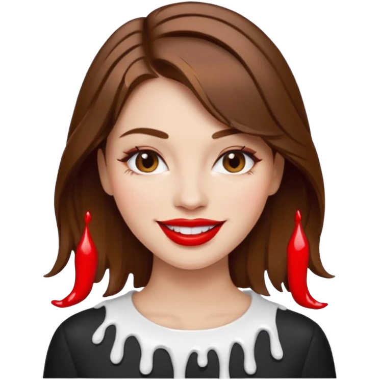 Brown Hair, Woman, white paint drip, face, hot, Sexy, lips emoji