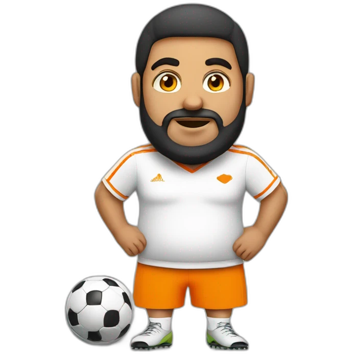 Fat arab man play soccer orange emoji