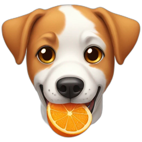 Perro comiendo naranja emoji