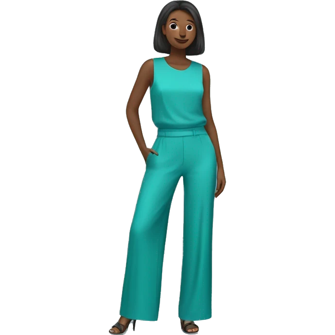 Turquoise jumpsuit with wide-leg pants, no person, simple and modern style emoji
