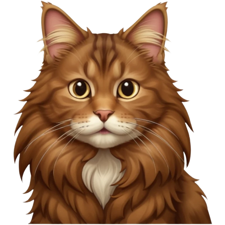 A high-resolution photo-realistic digital illustration of a brown maine coon cat, chest upward emoji