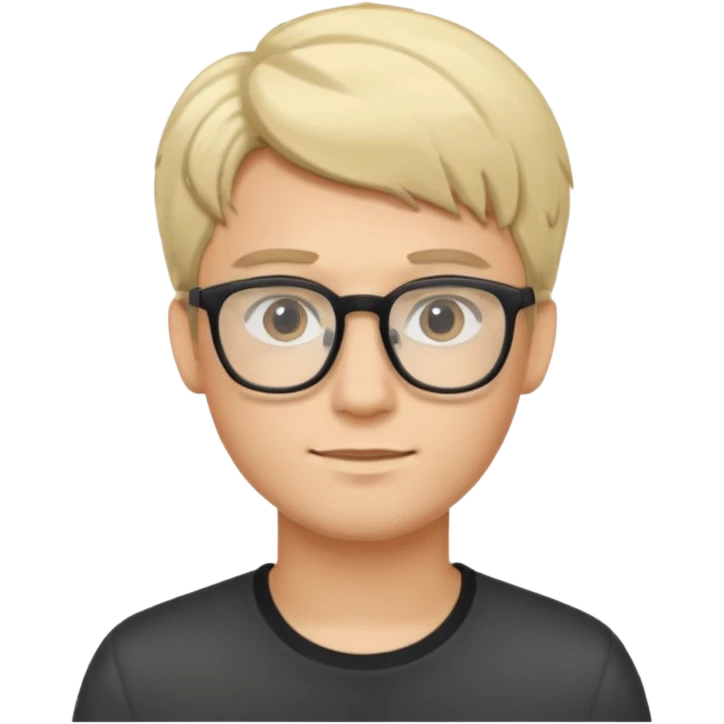 A young man using glasses with a blond dark hair and white skin color emoji