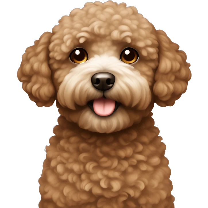 brown bichpoo with a little bit of white fur around nose emoji