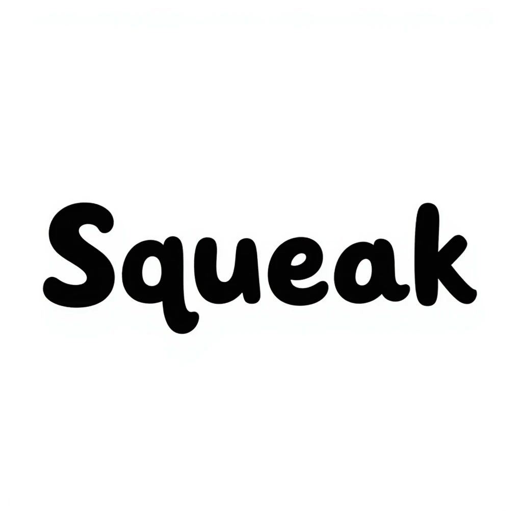 'Squeak' word in a playful hand drawn doodle style with fun and lively lettering emoji