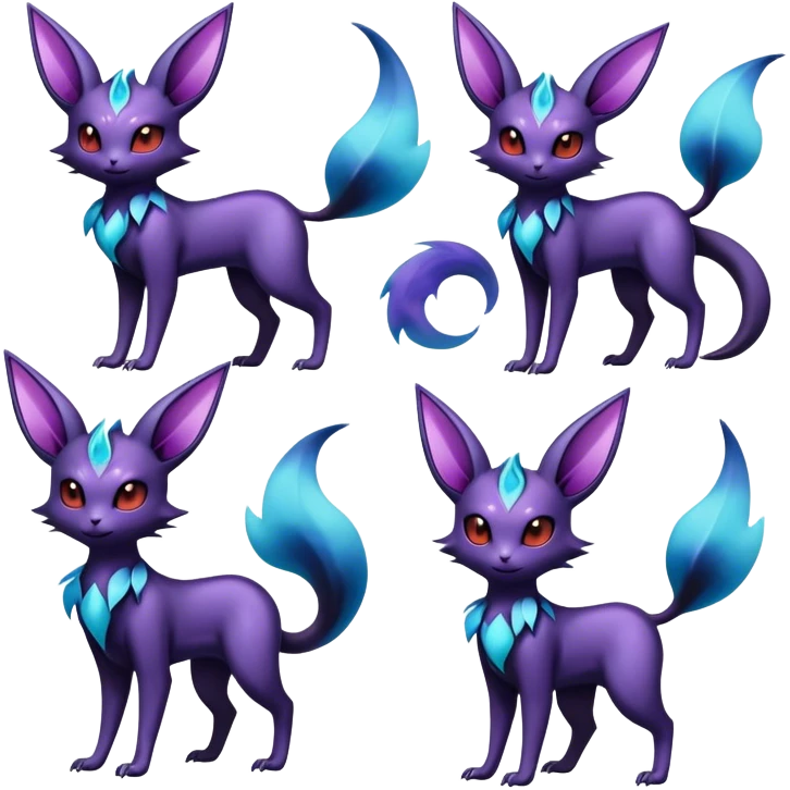 Shiny Dark Ethereal Noibat-Espeon-Umbreon-Nidorino-fusion-hybrid full body emoji