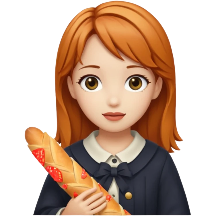 can you make kasane teto holding a baguette in a png format emoji
