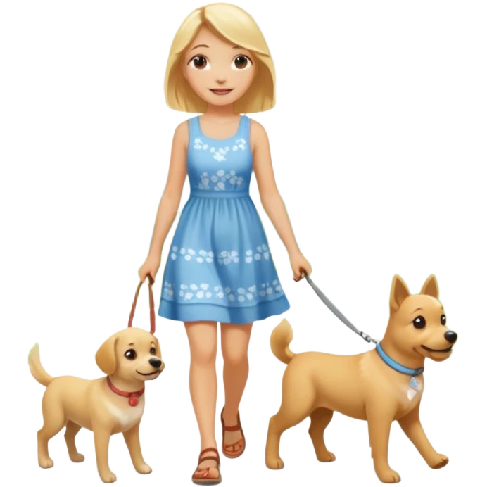 Девушка со светлыми волосами весёлая на прогулке с собакой в парке emoji