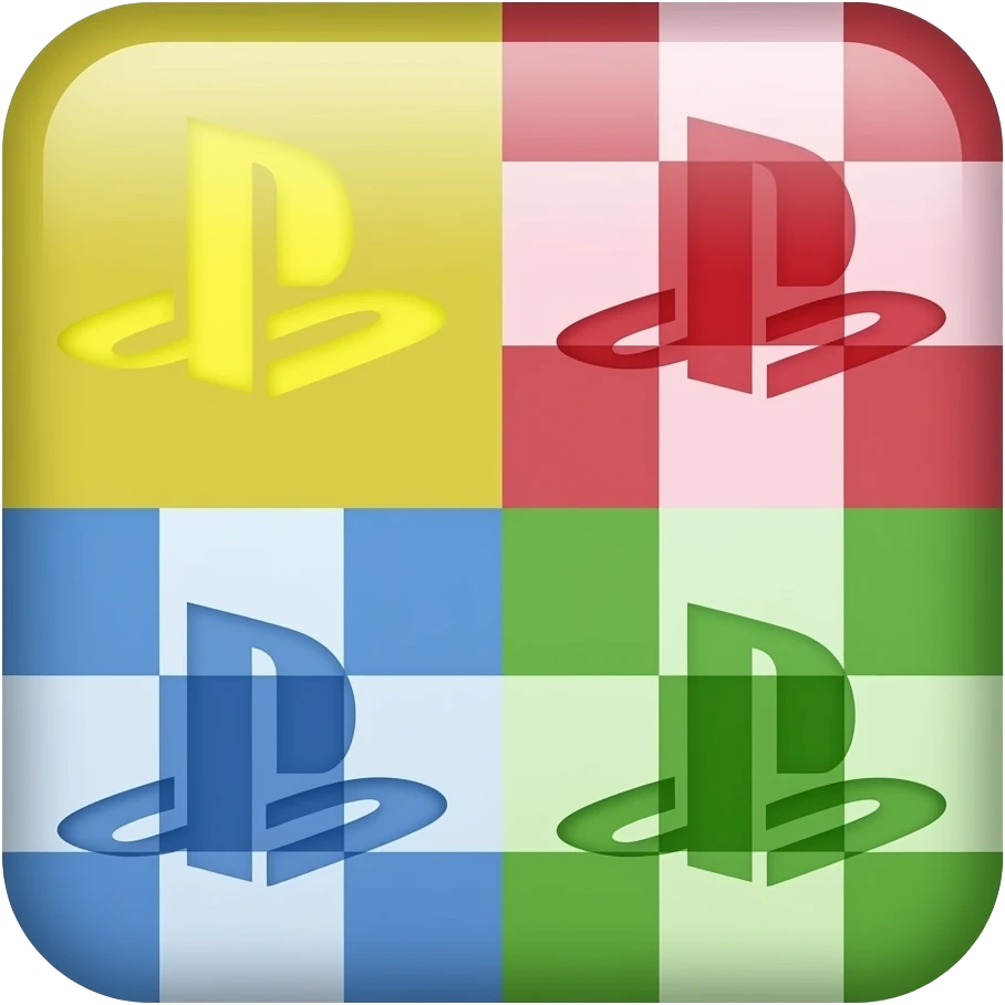 creer un logo avec damier mais que 4 carre couleur ps1 emoji