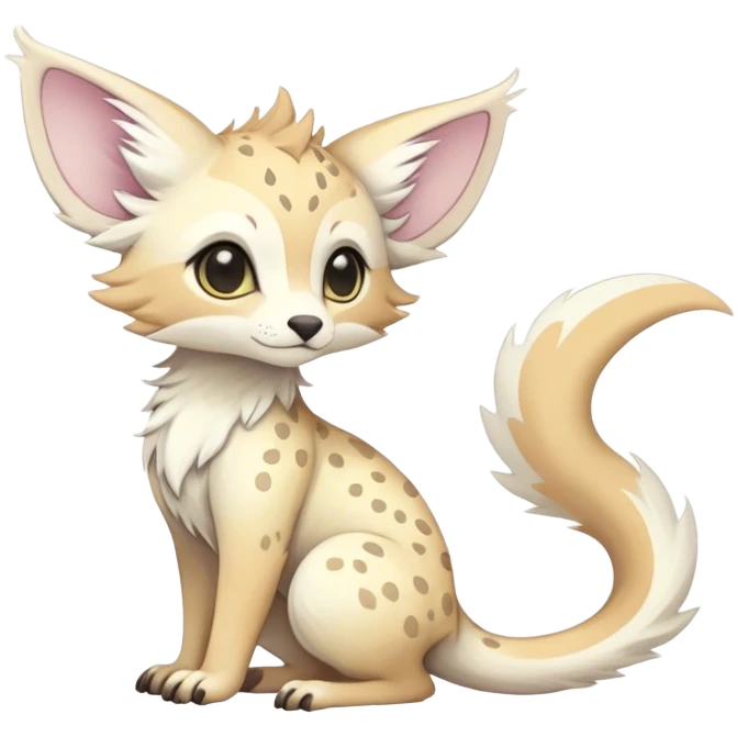 Feral Rare Fantasy cute pastel Vernid-Trico-species by LiLaiRa, random markings, tufted tail, tufted ears, full body emoji
