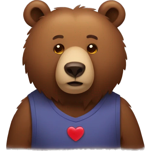 Brown bear with heart on his chest emoji