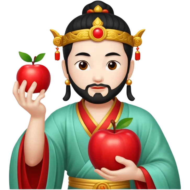 chinese god with an apple, jade emoji