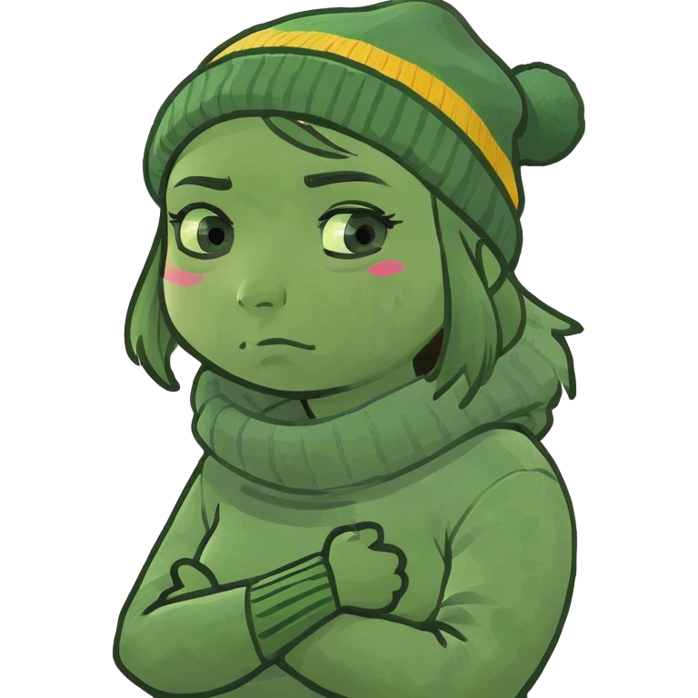 girl crossing arms holding neck making upset face emoji emoji