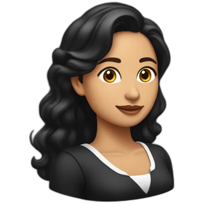 Thayri Galicia mujer speaker morena cabello negro liso con pollina emoji
