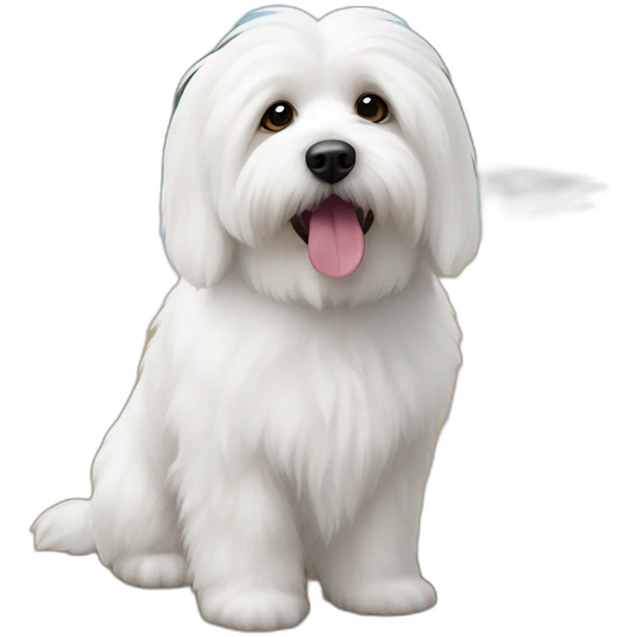 perrita coton de tulear en la playa emoji