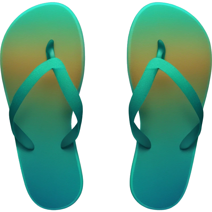 Realistic dark turquoise gradient pair of summer flip flops isolated. emoji