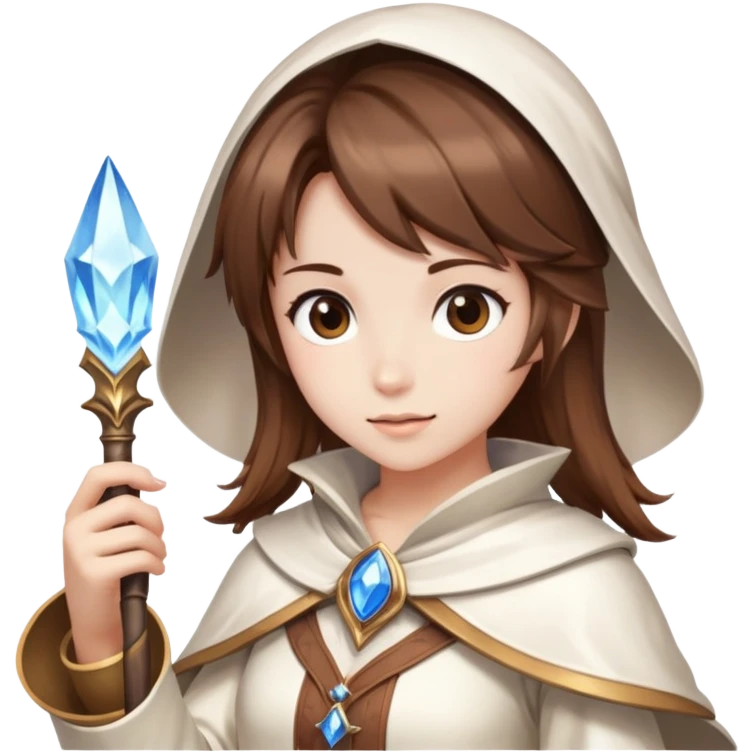 Pretty girl brown hair white mage casting freeze emoji
