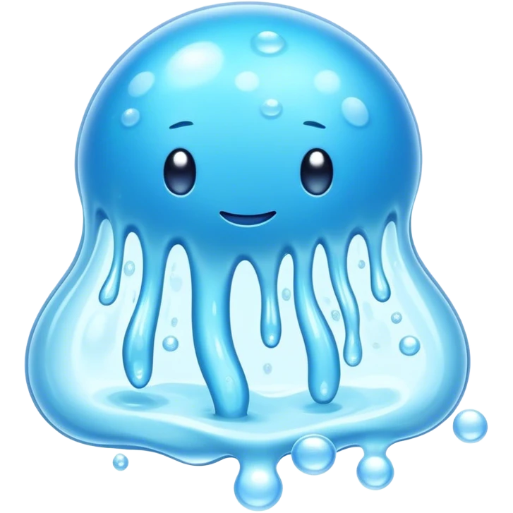 Cinematic Realistic Clear Blue Slime, glossy and translucent with a soft blue hue, light reflecting off its smooth surface, subtle bubbles trapped inside, slightly jiggling with movement, delicate highlights enhancing its wet and squishy texture, glowing with a soft, magical aura. emoji