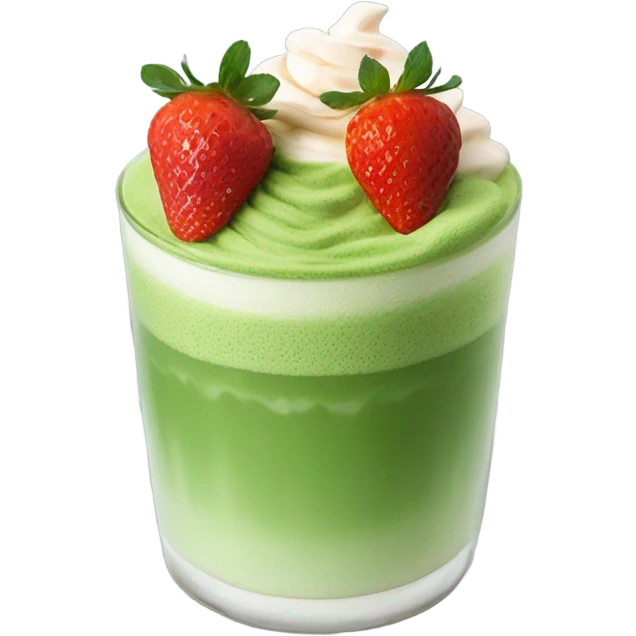 Matcha latte with strawberry  emoji