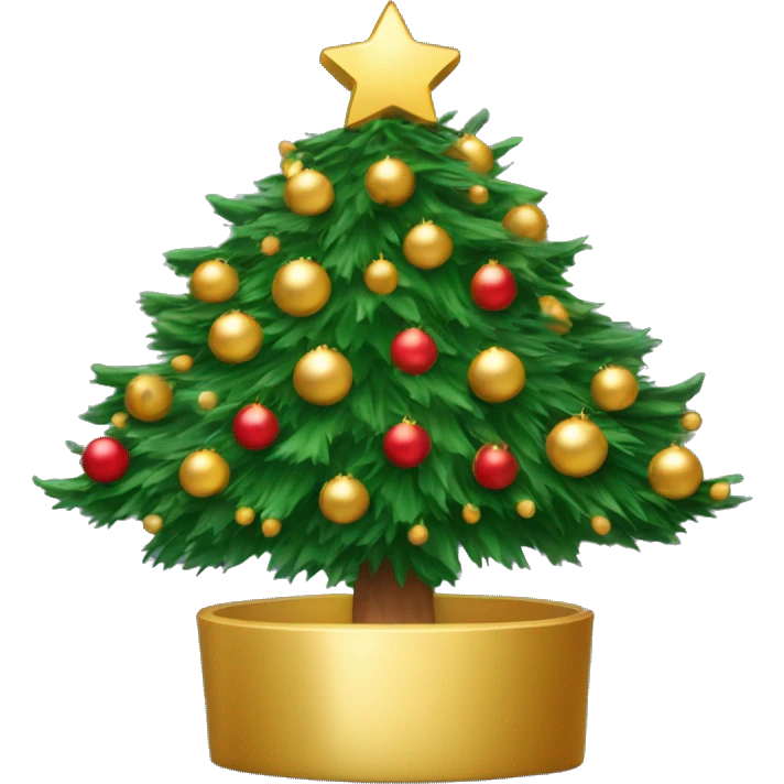 Kerstboom met gouden kerstballen zonder gezicht emoji