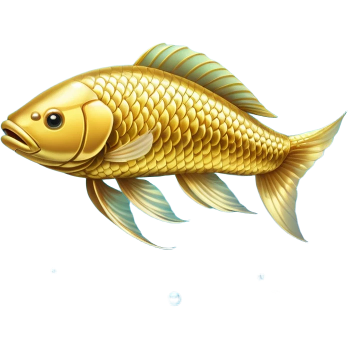 golden arowana, swimming, sparkling gold scales emoji