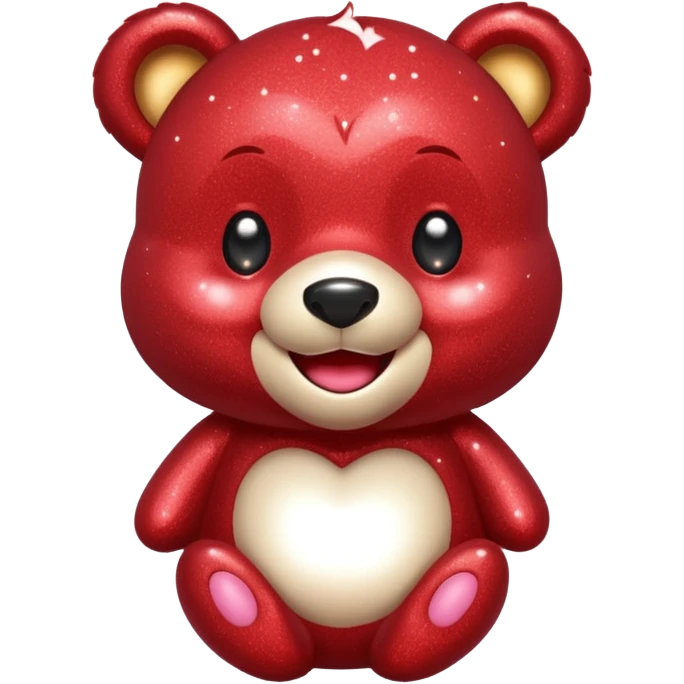 red glitter sweet bear Happy  emoji