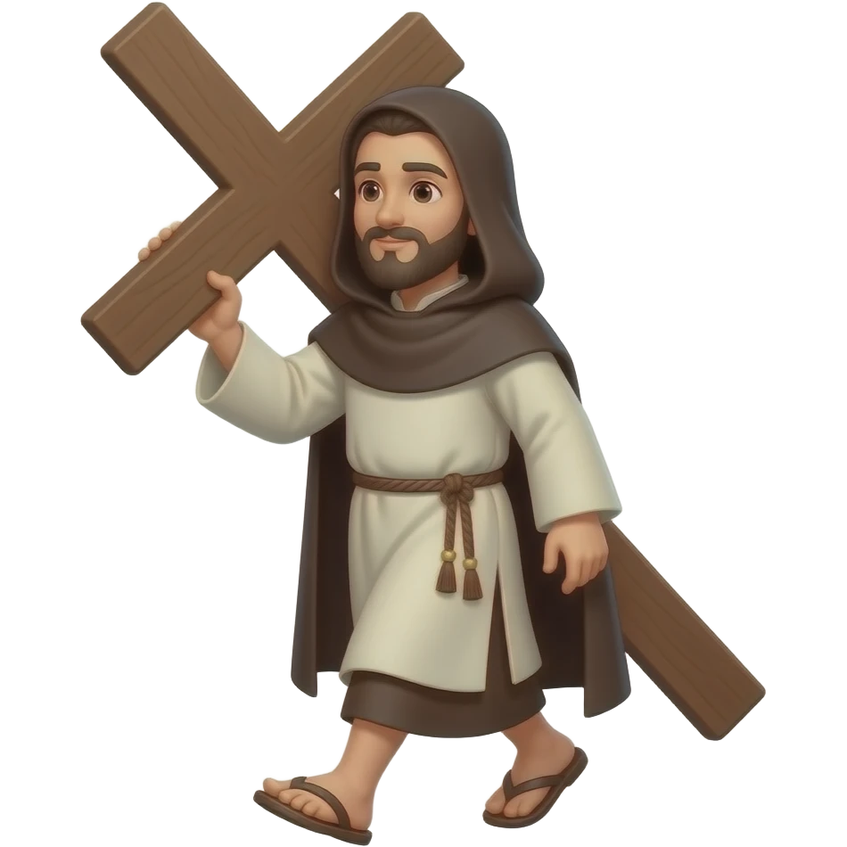 misionero caminando con cruz en mano emoji