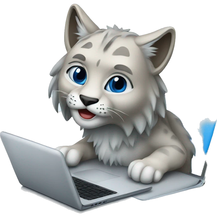 A blue lynx with a laptop emoji