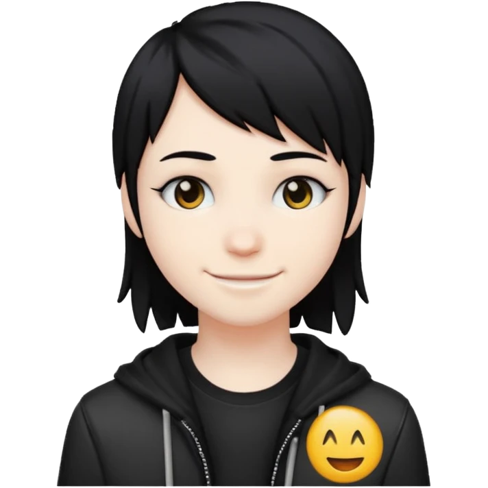 goth emo black hair peak and cool emoji emoji