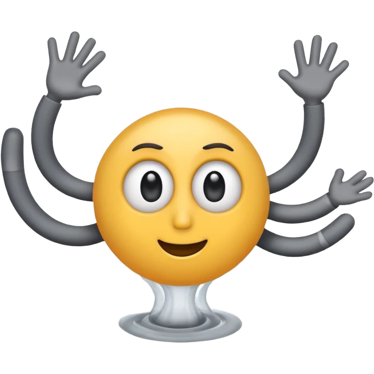 cyclone emoji with big round eyes and stick black arms and legs, simple emoji style emoji