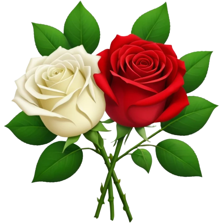 One red flower and one white flower in bouquet emoji