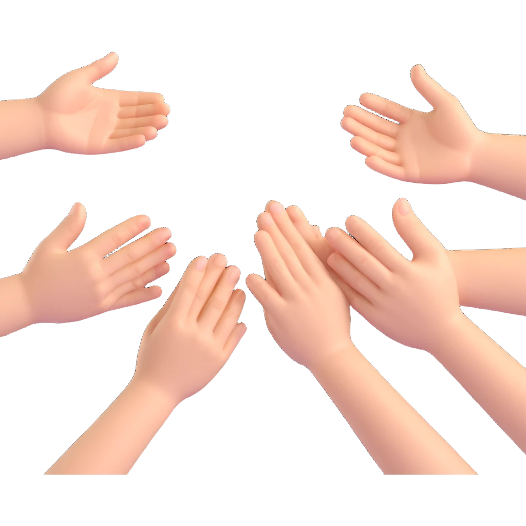 yellow emoji style Realistic hands clapping, joyful celebration, focus on hands, motion blur, bright background emoji