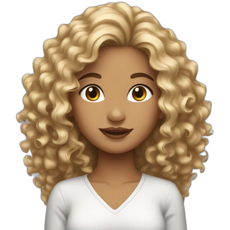 Latina with blonde highlighted curly hair emoji