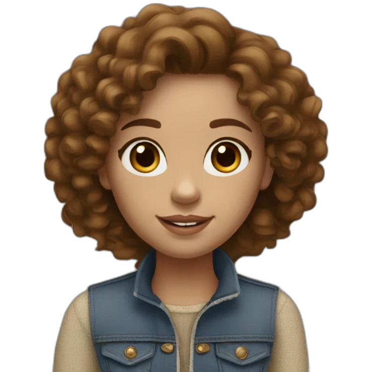 pale girl with curly brown hair wearing ugg boots and jeans emoji